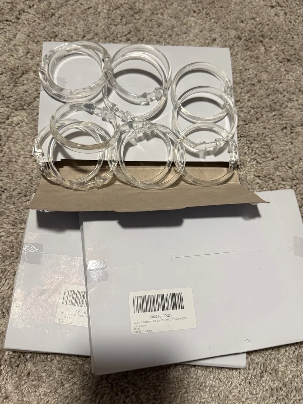 2inx2in Clear Acrylic Shower Rings - 3 boxes of 12
